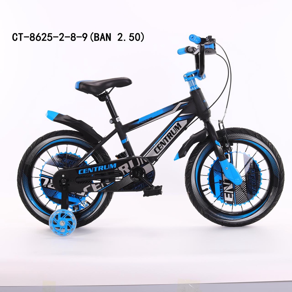 Sepeda anak cowok BMX mini Centrum 12 16 18 inch ban karet pompa roda 3 4 samping bonus lampu&klason-3