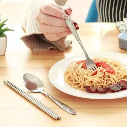 Sendok Set Stainless Steel / Alat Makan Sendok Garpu Sumpit Set Stainless / Set Alat Makan Stainless