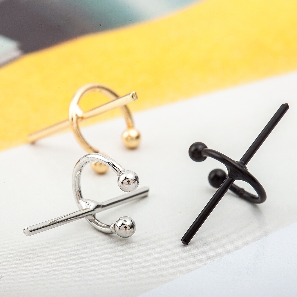 Personality Geometry C Shaped Cross Ear Bone Clip Without Pierced Ear Clip Earrings