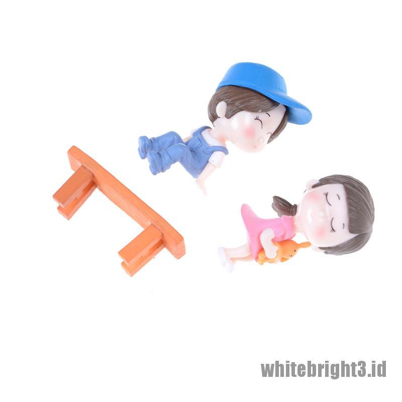 (white3) 3pcs / set Miniatur Pasangan Kekasih Untuk Dekorasi Rumah Boneka