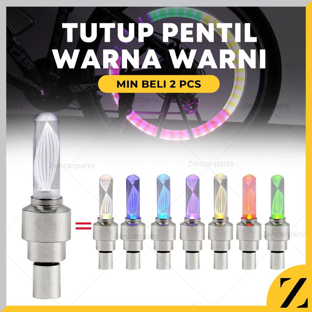 Tutup Pentil LED Lampu Menyala 7 Warna Warni Motif Rainbow