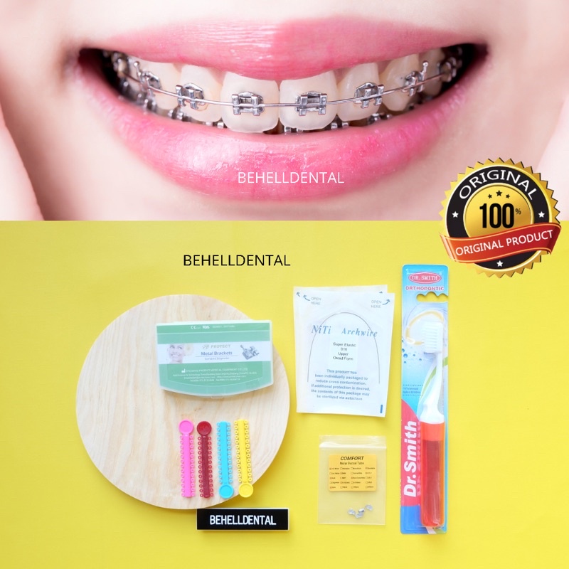 PAKET BEHEL PERMANEN METAL ORTHO BRACKET PROTECT USA ROTH WITH HOOK - Braces Dental Protek Proteck Untuk Perbaikan / Perawatan Gigi - Kawat Orthodontic Metalic - Behelldental