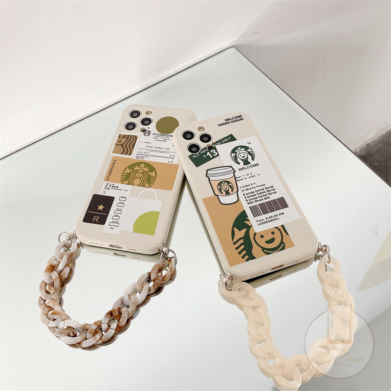 Case Casing Soft Case Silikon tpu Lanyard Strap Casing Soft Case Tpu Desain Starbucks Dengan Gantung
