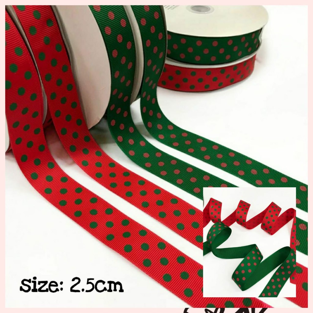 PITA MOTIF NATAL KADO HAMPERS | GROSGRAIN POLKADOT 2.5 CM (1)