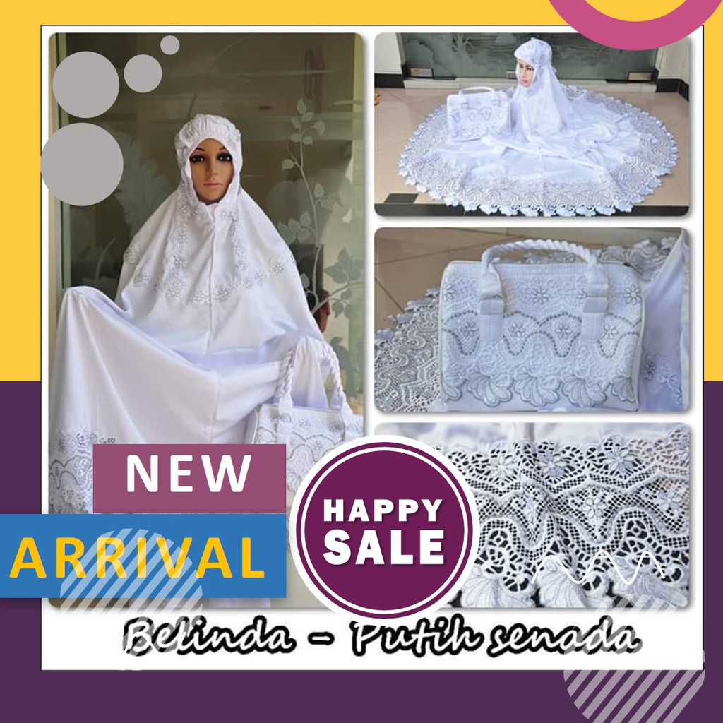 MUKENA SEMI SUTRA VELVET MUKENA DEWASA LACE BELINDA PUTIH MUKENA SUTRA SEMI VELVET MUKENAH DEWASA