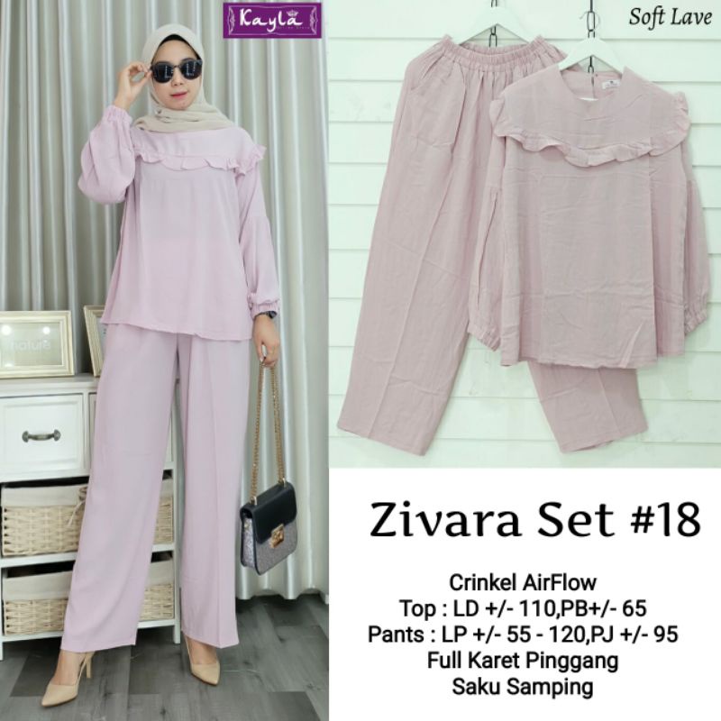 Setelan polos wanita zivara set#18 crinkle airflow LD 110