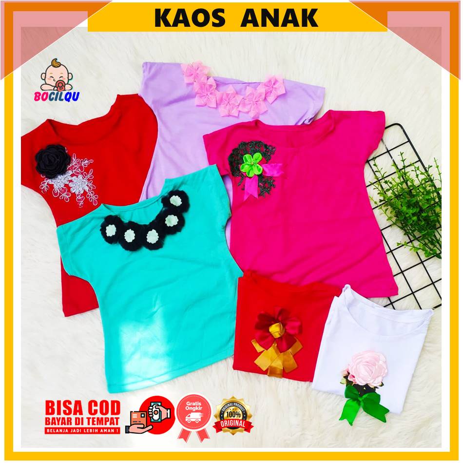 Kaos Anak Bayi Perempuan Murah Terlaris Kaos Polos Anak Perempuan Baju Kaos Atasan Tutu Bayi Usia 1-3 Tahun-1