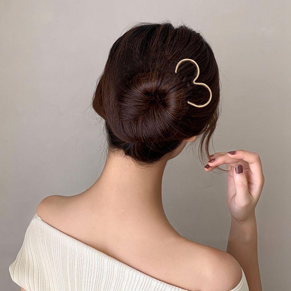 Quinton Hati Jepit Rambut Gadis Elegan Cinta Bintang Berujung Lima Hiasan Kepala Logam Gaya Korea Bun Maker