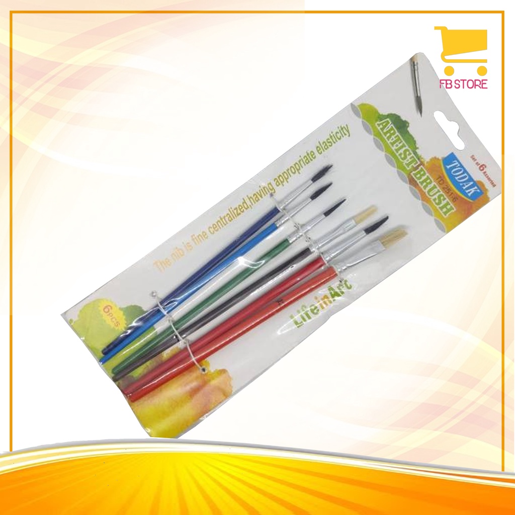 

Kuas Lukis / Artist Brush / Painting Brush TODAK TD 251-6 Per Set Isi 6 Pcs