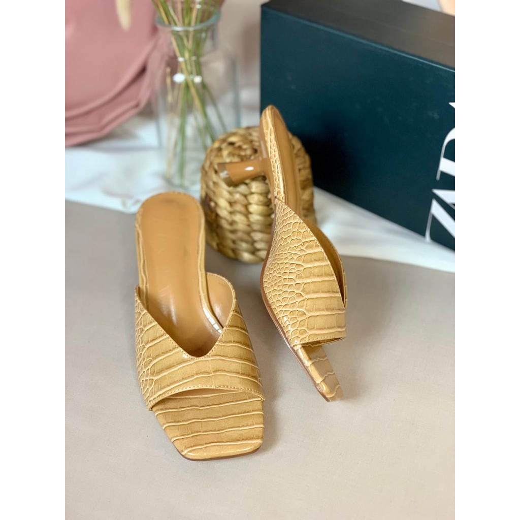 [7.7 Boombastis Sale⚡] - SANDAL WANITA ZS352 HEELS CROCC EFFECT PREMIUM IMPORT