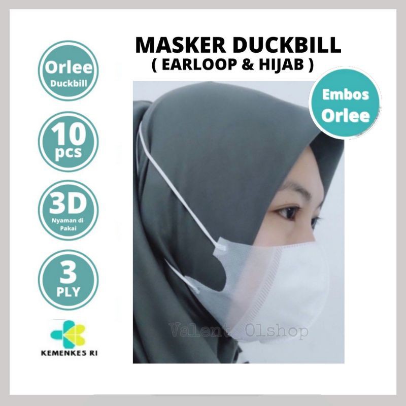 Masker Orlee Duckbill Headloop / Hijab - 10 pcs