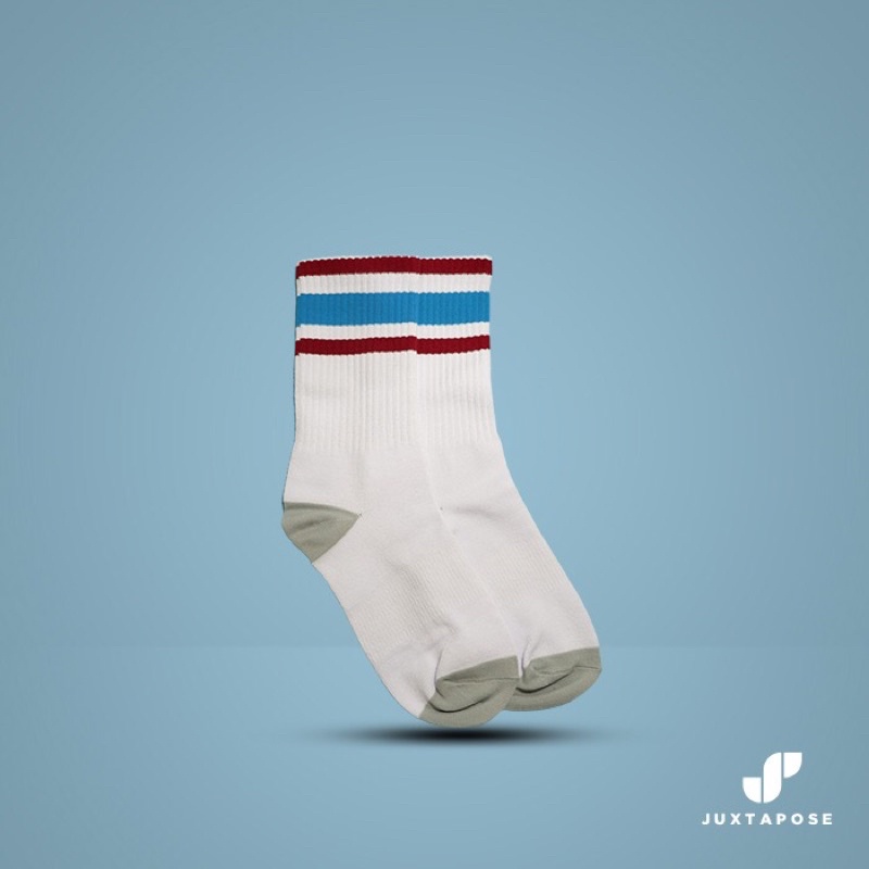 Kaos Kaki Motif Stripe Oldschool Garis Carribean - Socks Skate Kaos Kaki Panjang Pria Wanita - Juxtapose