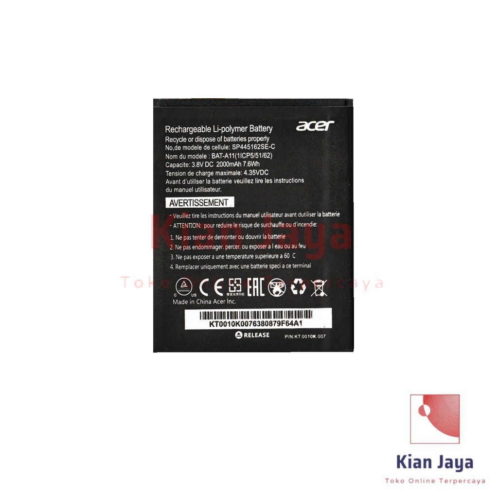 Baterai Hp Acer Z410, Z320, Z330, M330, BAT-A11, BAT11 Original OEM Batrai Batre Battery