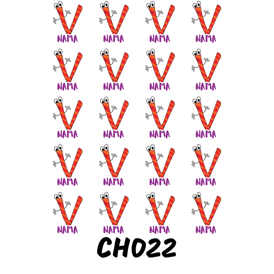 

Sticker Nama Cutting Label Waterproof Tahan Air Huruf 22 (CH022)