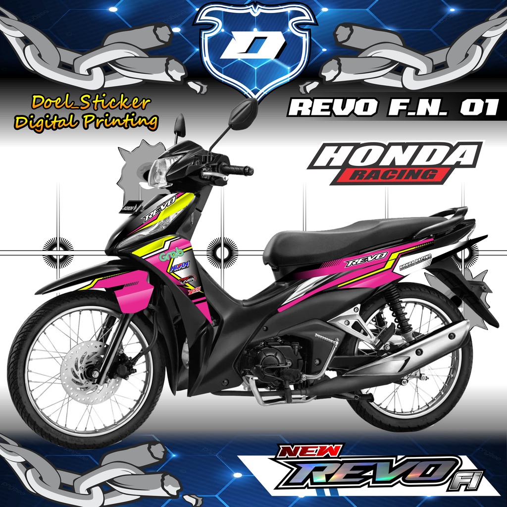 Sticker Striping REVO FI NEW / REVO FIT injeksi List Variasi Hologram , Crome Doel  001