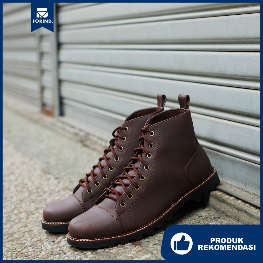 Fleming Brown | 40-44 | Sepatu Boot Kerja Coklat Casual Pria Kantor Cowok Laki Santai Boots | FORIND x Tragen