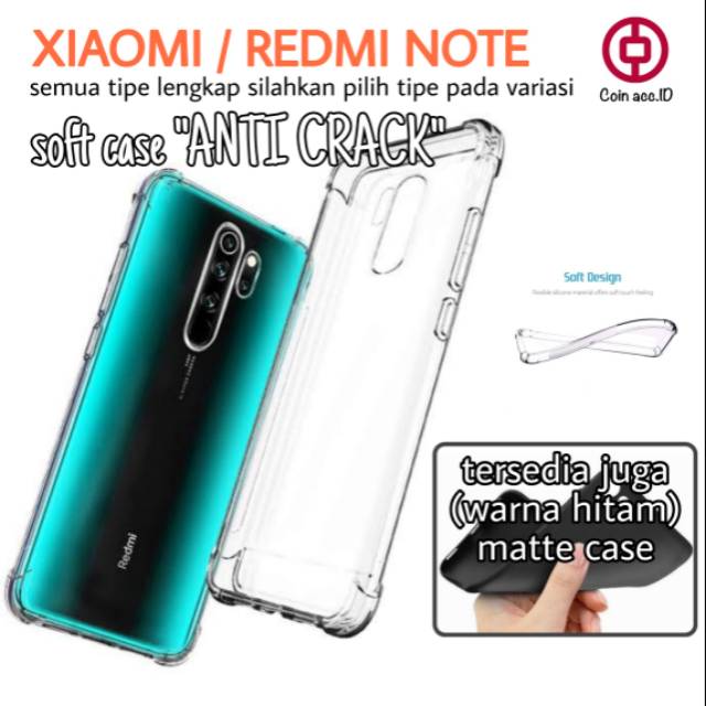 soft case XIAOMI/REDMI NOTE 8/8 PRO/7/7 PRO/5A/4/4X/A1/s2 (anti crack)jelly bening (matte case)hitam