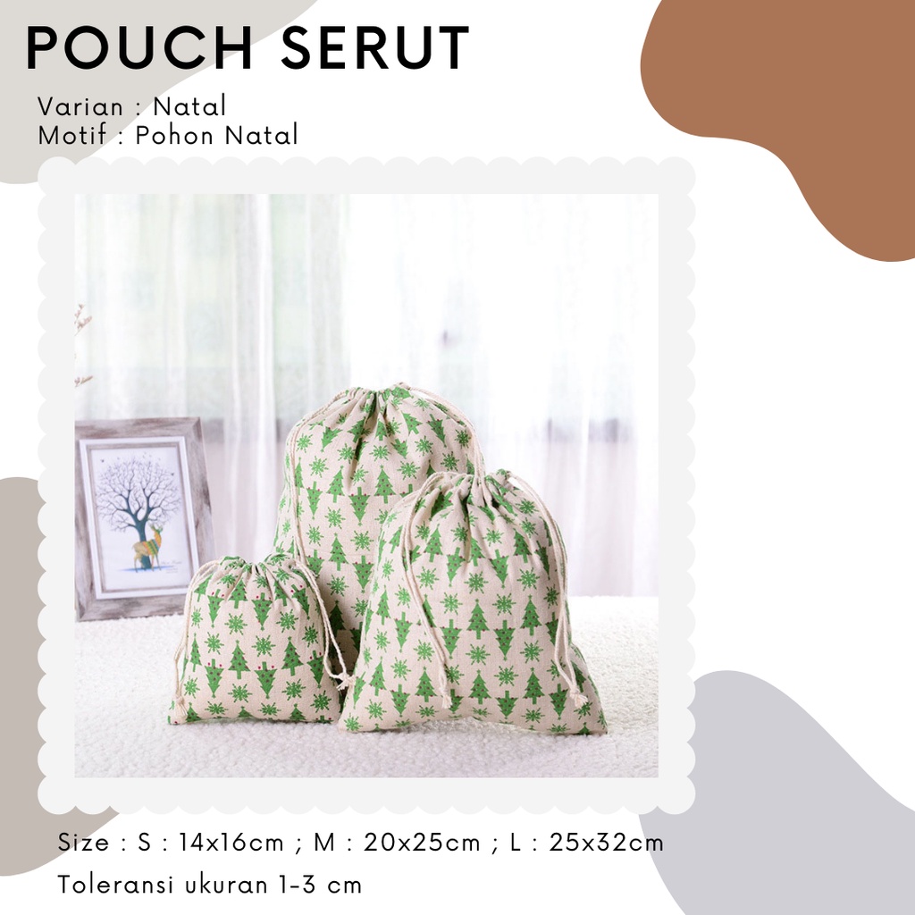 Pouch Serut Motif Natal / Serbaguna / Souvenir / Eco Friendly / Hampers