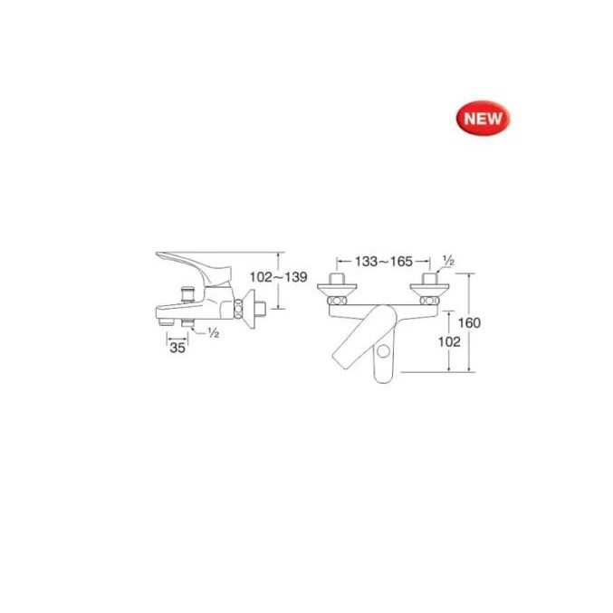 KRAN KERAN PANAS DINGIN/ BATHTUB MIXER SANEI SK27351