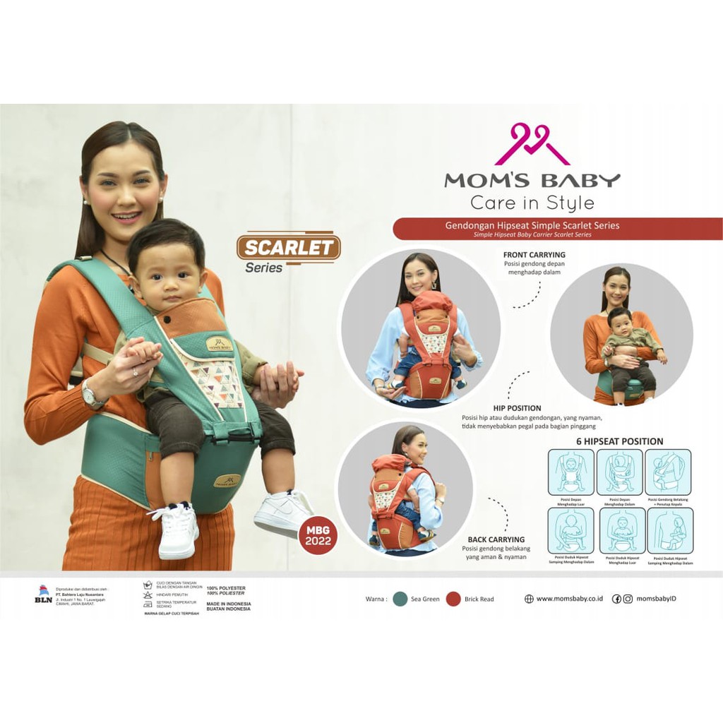 Mom'S Baby Gendongan Bayi Hipseat Series Scarlet MBG 2022