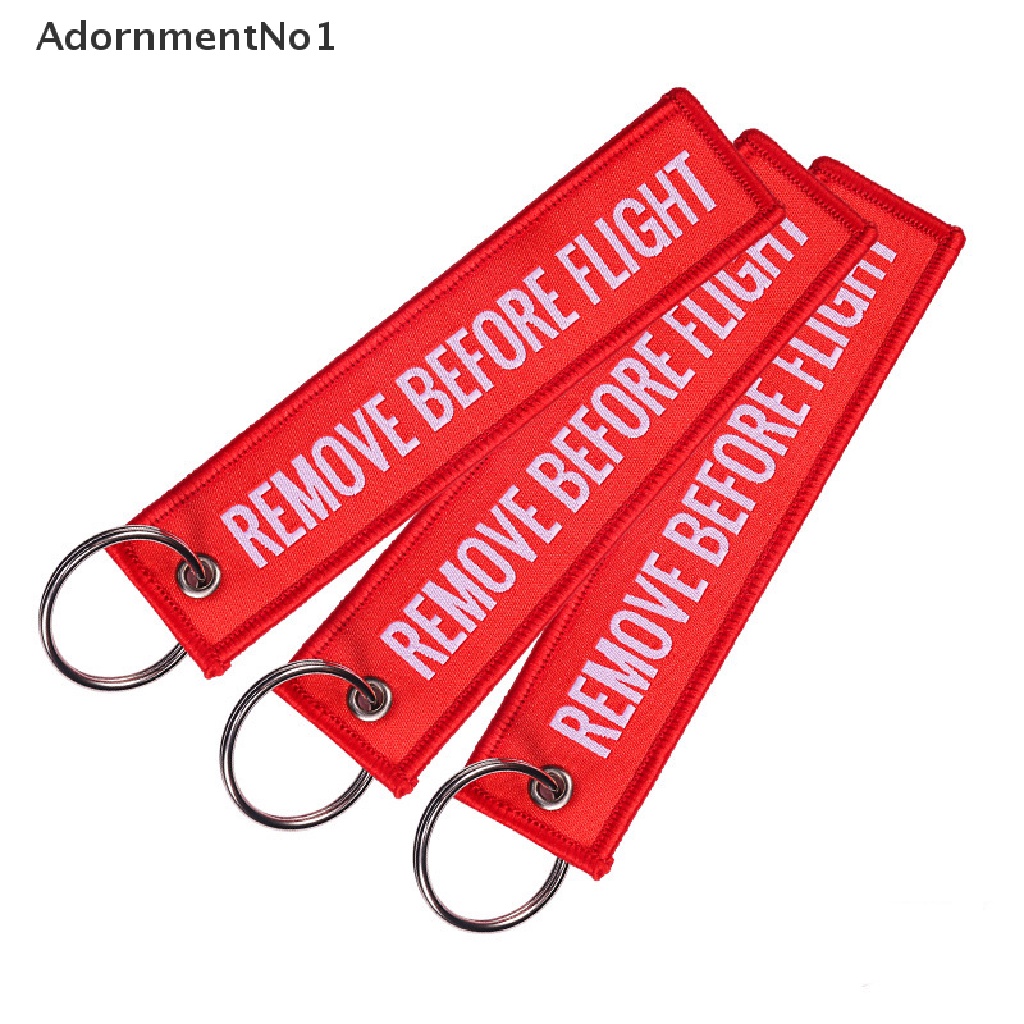 (AdornmentNo1) Gantungan Kunci Motif Tulisan Remove Before Flight Bahan Polyester Ukuran 13x3cm