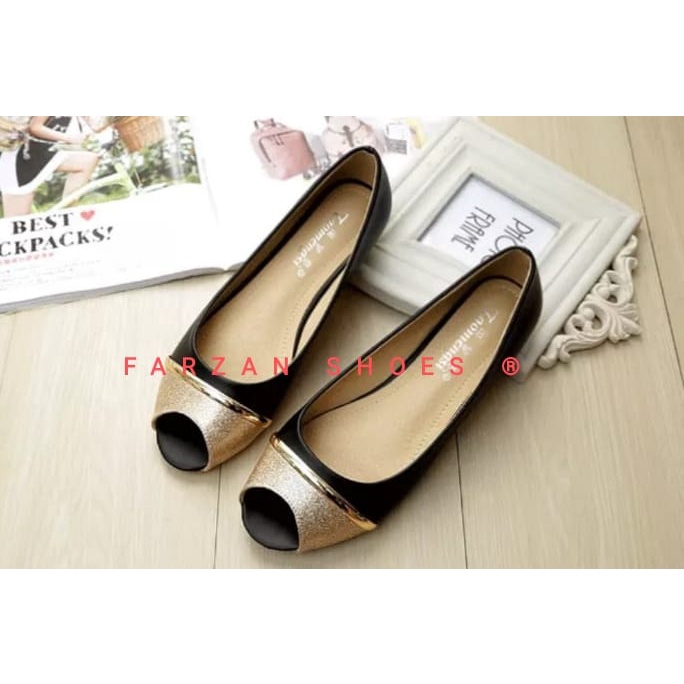 COD BEST SELLER FLATSHOES WANITA BUSTONG GLOSSY HRN 01