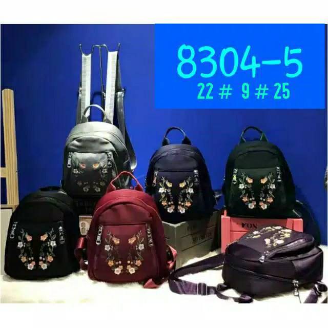 TAS RANSEL/BACKPACK WANITA BOBO BORDIR BUNGA 4Sleting BB8304