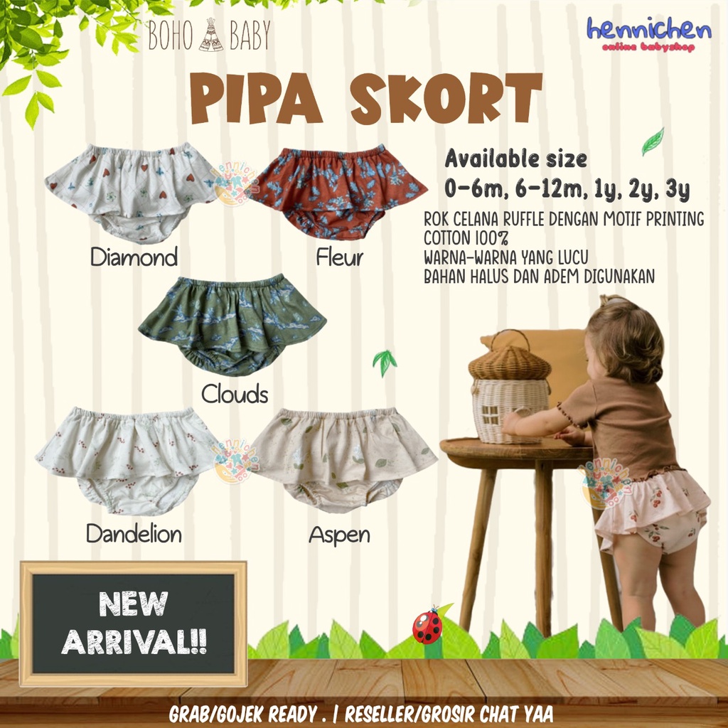 PROMO 7.7 PROMO BAJU LEBARAN BOHO BABY PIPA SKORT / BLOOMERS ROK CELANA ANAK BOHOBABY BOHOPANNA 0-2 TAHUN