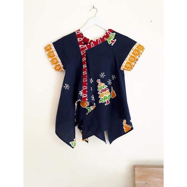 ready Atasan blouse batik merah natal pakai kain lain