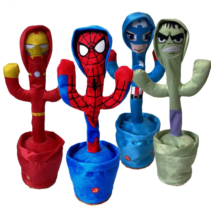 Mainan Boneka Spiderman / Kaktus / Captain America / Marvel Avengers Bisa Bicara / Merekam Suara Untuk Anak