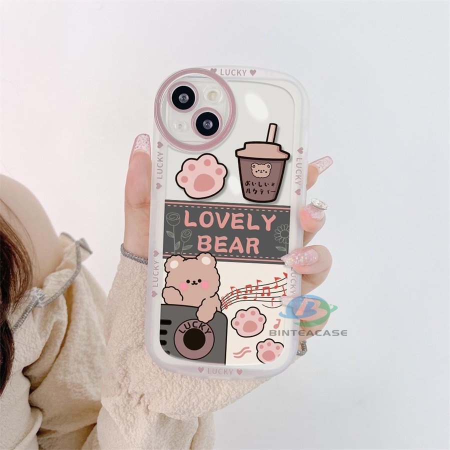 Case Bahan TPU Motif Beruang Teh Susu Untuk VIVO Y16 Y22 Y35 Y33S Y21T Y21S Y33S Y11 Y12 Y15 Y17 Y12S Y12S Y15S Y15A Y20S Y20i Y19 Y50 Y1 Y30