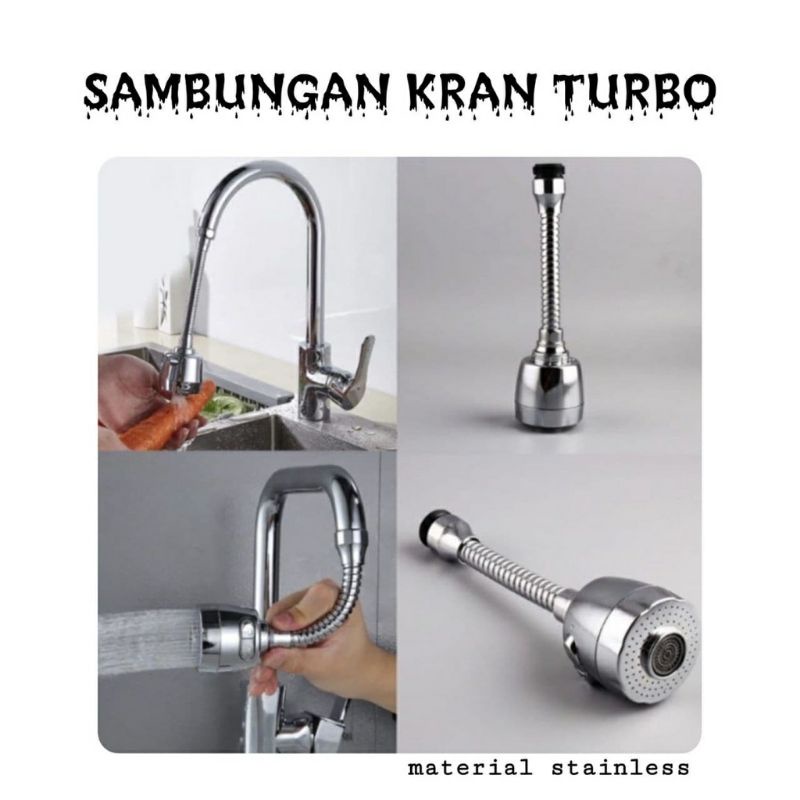 KD1 SAMBUNGAN KRAN TURBO 360° BAHAN STAINLESS / KRAN CUCI PIRING / KRAN AIR / SAMBUNGAN KRAN AIR / KERAN AIR CUCI PIRING / KERAN WASTAFEL CUCI PIRING / SAMBUNGAN KERAN AIR