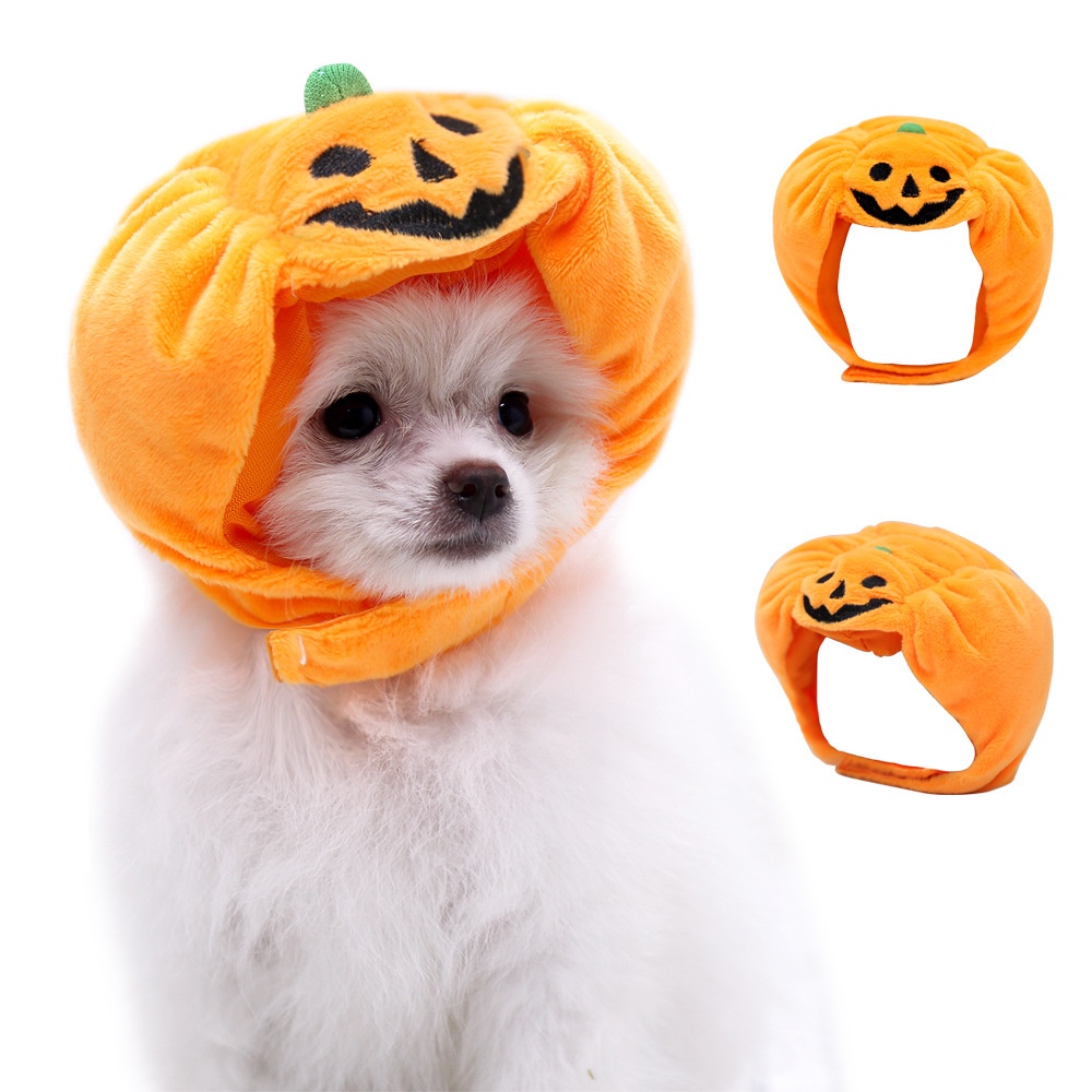 Topi Kostum Anjing Peliharaan Bentuk Labu Halloween Untuk Properti Foto