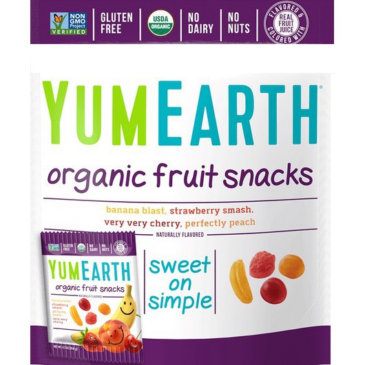 YumEarth Organic Fruit Snacks 0.7 oz / snack buah organik 1pcs / yum earth / sncak bayi / vitamin / permen sehat bayi / gluten free / vegan / aman for baby