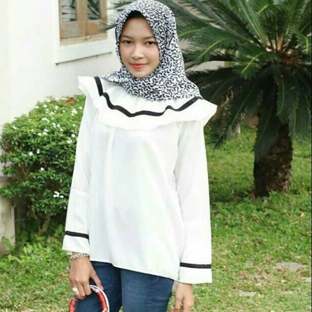 Baju atasan wanita - Blouse muslim - Baju cewek - Atasan muslim - Blouse muslim - Blouse putih hanum