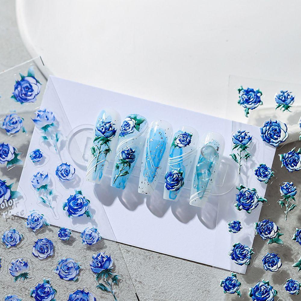 Mxbeauty Stiker Kuku Motif Kartun Kucing / Bunga Mawar / Beruang Untuk Dekorasi Nail Art