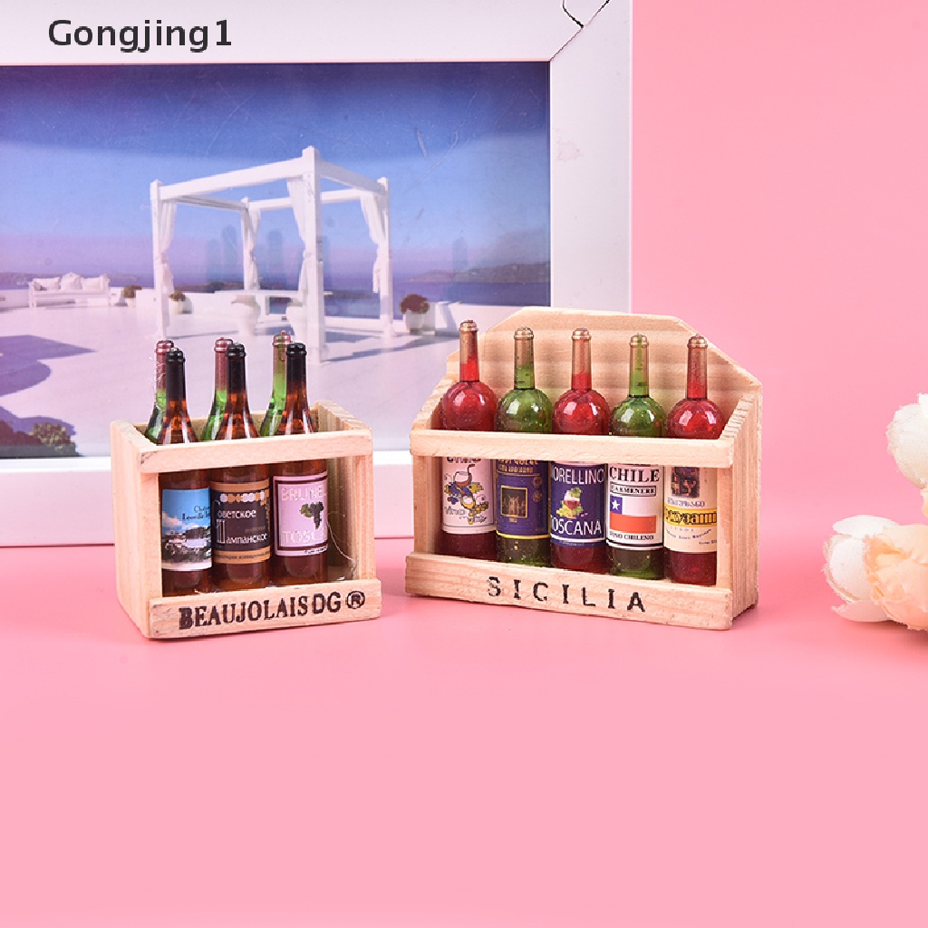 Gongjing1 Mainan Miniatur Botol Wine Skala 1: 12 Untuk Aksesoris Rumah Boneka