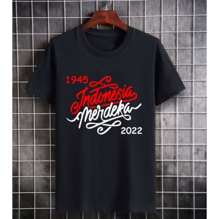 Kaos T shirt 77 tahun Indonesia merdeka (ready size 4xl dan 5xl)