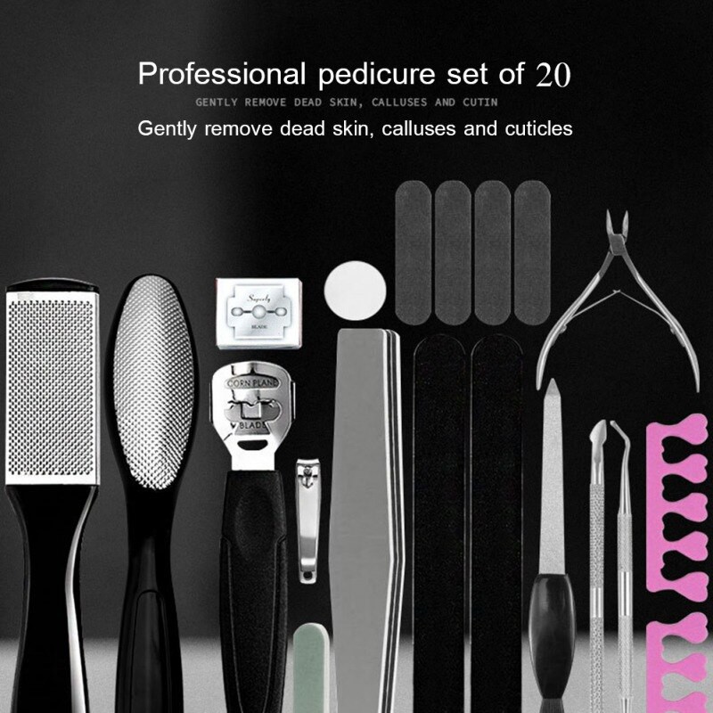 NaClips Alat Perawatan Kaki Manicure Pedicure Profesional Foot Care Scraper Set 20 in 1 - GR5663