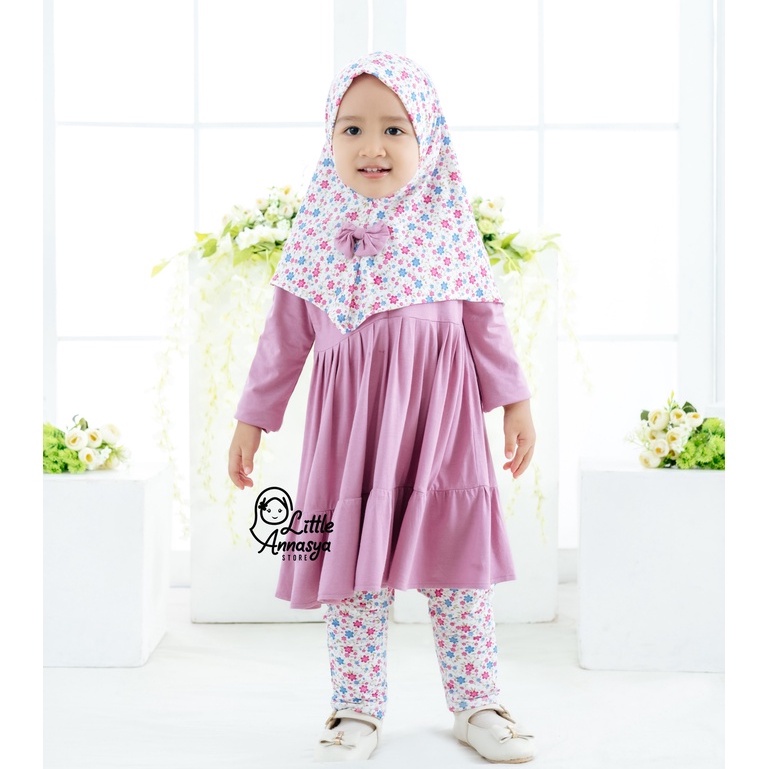 Setelan Baju Muslim Anak Perempuan / Baju Gamis Anak Lucu Nayla 1-5 Th