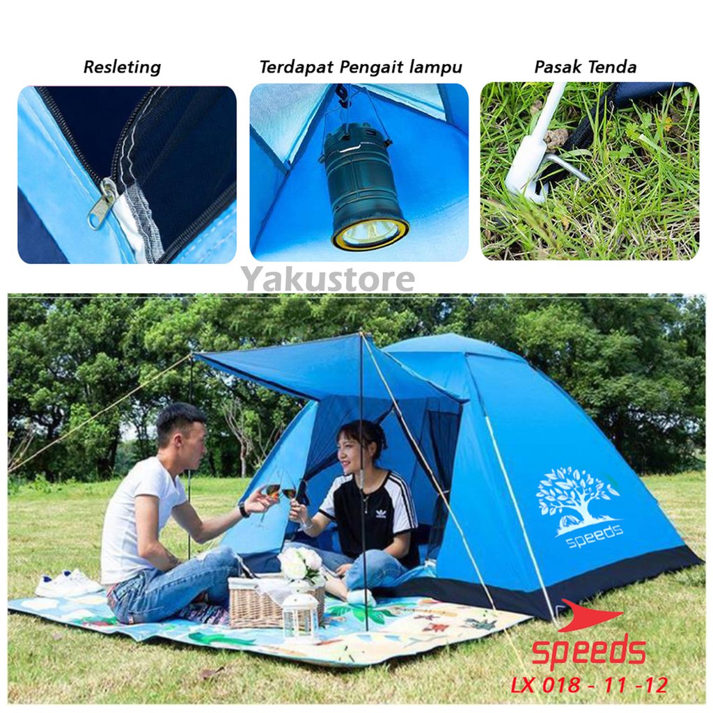  Tenda  Camping Family Otomatis Piknik 2 3 Orang Dengan Alas 