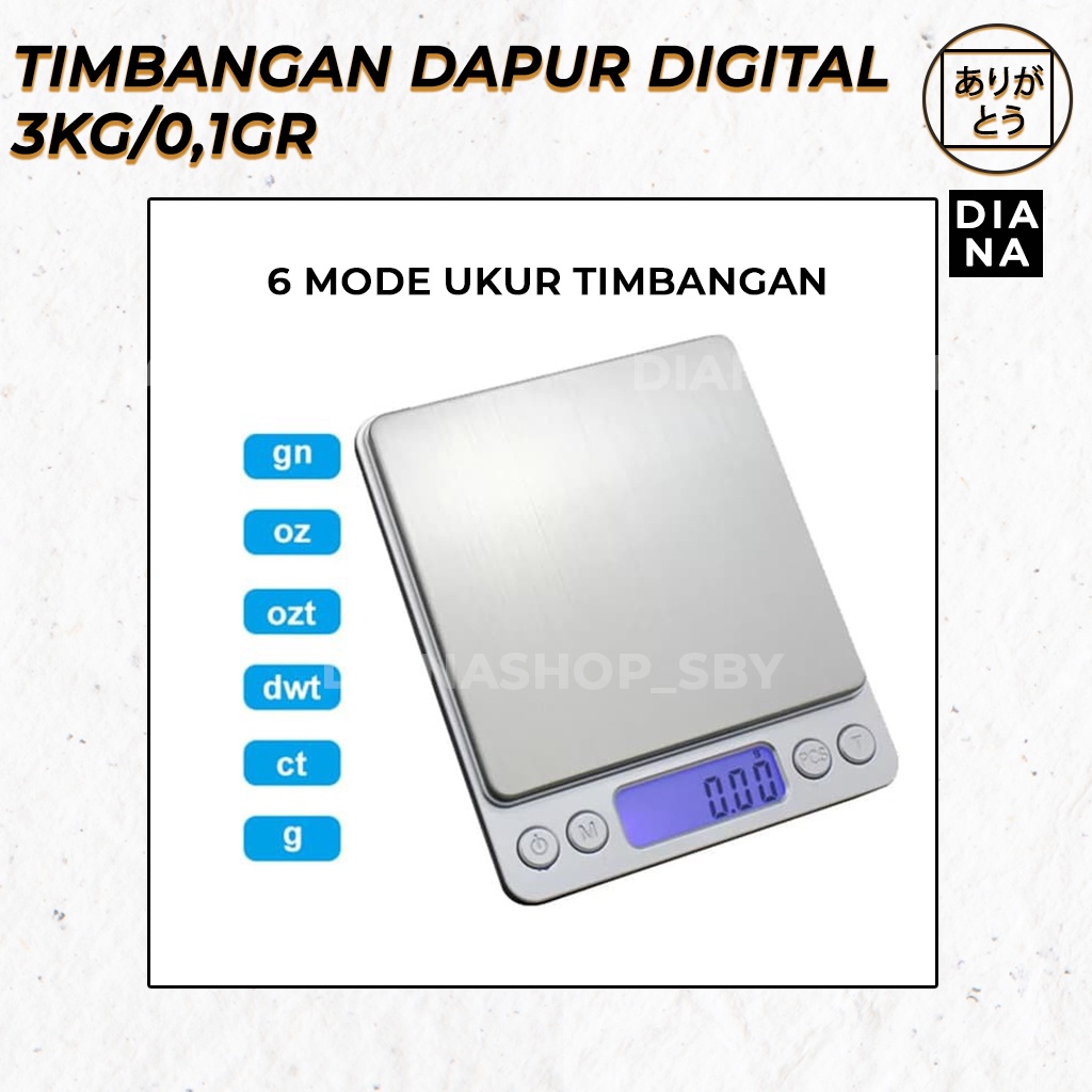 Timbangan Dapur Digital Kopi 3KG/0,1Gr Emas Bumbu Daging Kue Tepung