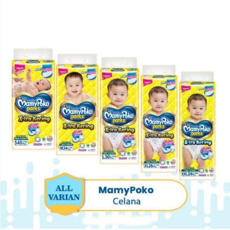 [CELANA] PAMPERS MAMYPOKO PANTS X-TRA KERING SIZE S40 M34 L30 XL26  XXL24 / PAMPERS MAMYPOKO CELANA 