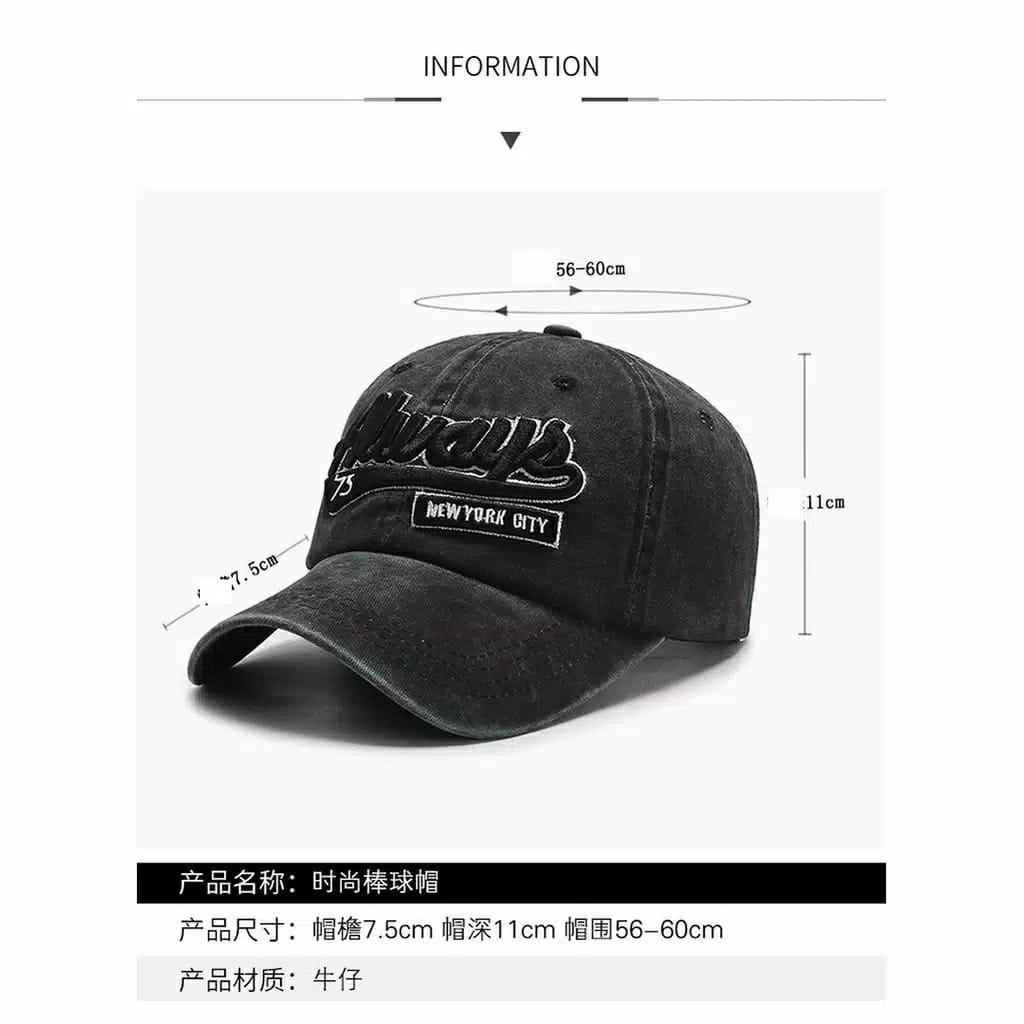 Always 75 Topi Baseball Hat Cap Casual Sport Pria Wanita Distro Impor Quality Fas - 206