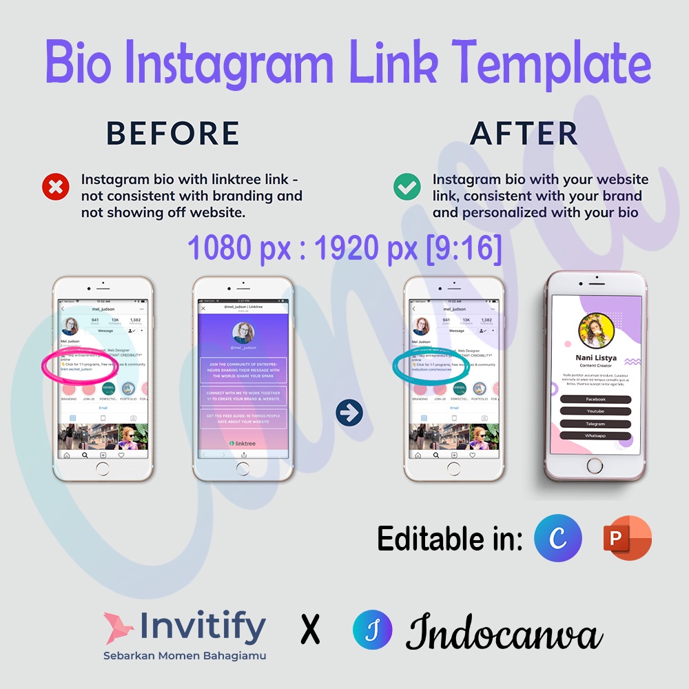 Template 50 Desain Canva Instagram Bio Link | Indocanva