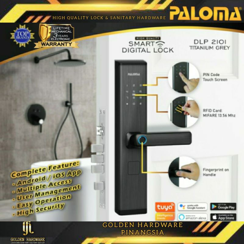 Smart Digital Lock Kunci Digital PALOMA Kunci Elektronik Handle Pintu DLP 2101 Black