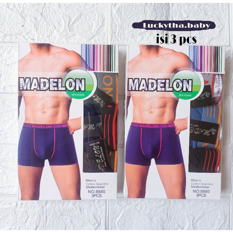 3pcs_ CD boxer MADELON seamless pria size M.L.XL / CD MADELON SEGI EMPAT / BOXER PRIA