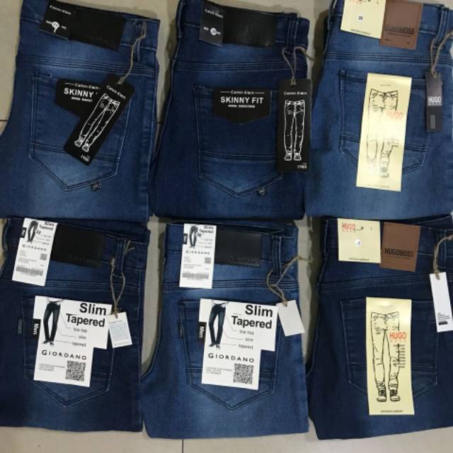 Celana jeans Pria Biru wash slim fit