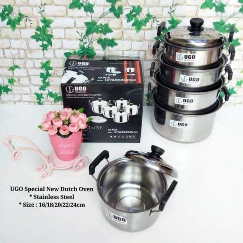 Panci Set Ugo Bahan Stainles Non Steamer isi 5 pcs