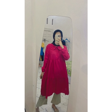 midi dress kerah korea